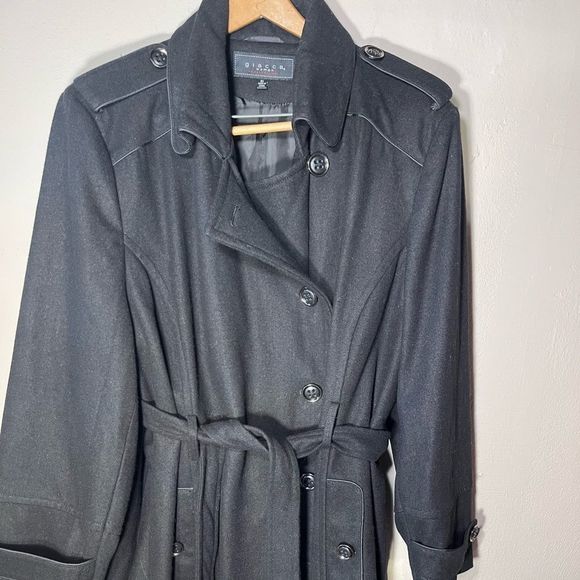 Long Peacoat Style sz 3X Giacca Gallery woman Black wool blend - Picture 3 of 10